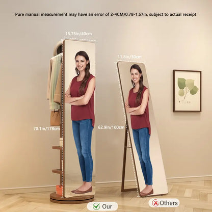 Specchio Eleganza 360° – in Legno Massello con Appendiabiti ✨