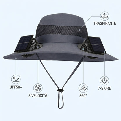 SolarBreeze™ | Cappello Rinfrescante con Ventole Solari