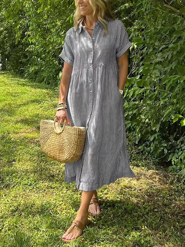 Kjellina – Camicia Abito Estivo a Righe